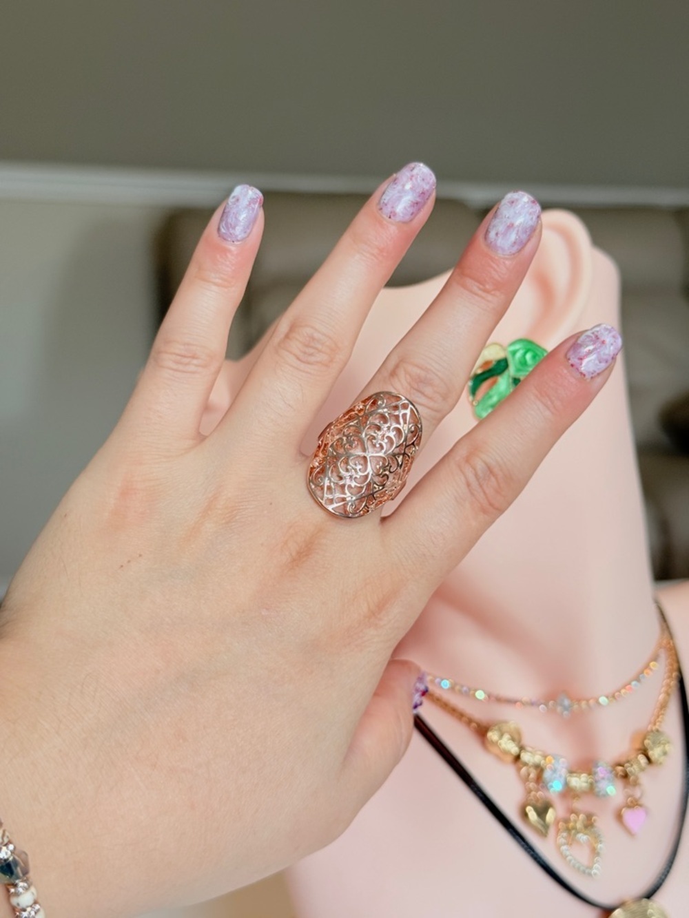Gold Filigree Statement Ring - Picture 3 of 9